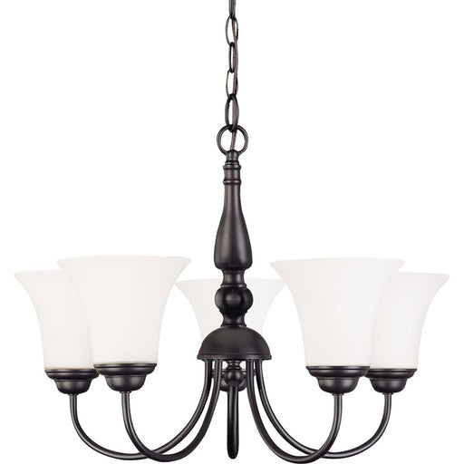 Nuvo Dupont 21in 5-Light Chandelier | Brushed Nickel and Satin White Glass | Dining Room & Living Room | 21 x 16 x 10 in | Model 60-1842