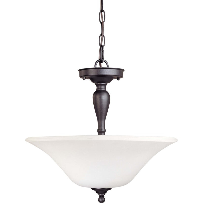 Nuvo Lighting Dupont 16in 3-Light Semi-Flush Mount | Traditional Brushed Nickel and Satin White Glass | Entryway & Hallway | 16 x 16 x | Model 60-1847