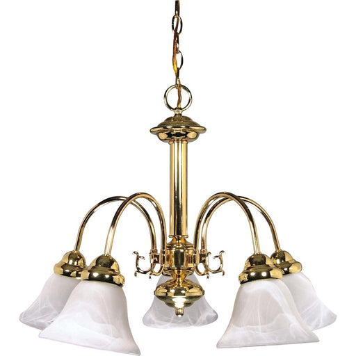 Nuvo Ballerina 24in 5-Light Chandelier | Traditional Brushed Nickel and Alabaster Glass Bell Shades | Dining Room & Living Room | 24 x 24 x | Model 60-185