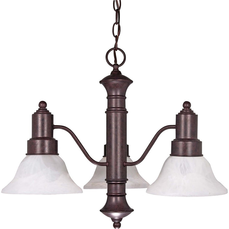 Nuvo Gotham 23in 3-Light Chandelier | Traditional Old Bronze and Alabaster Glass | Dining Room & Living Room | 22.5 x 22.5 x 17.5 in | Model 60-192