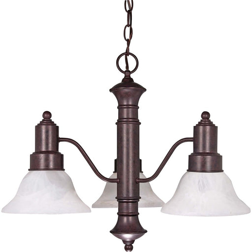 Nuvo Gotham 23in 3-Light Chandelier | Traditional Old Bronze and Alabaster Glass | Dining Room & Living Room | 22.5 x 22.5 x 17.5 in | Model 60-192