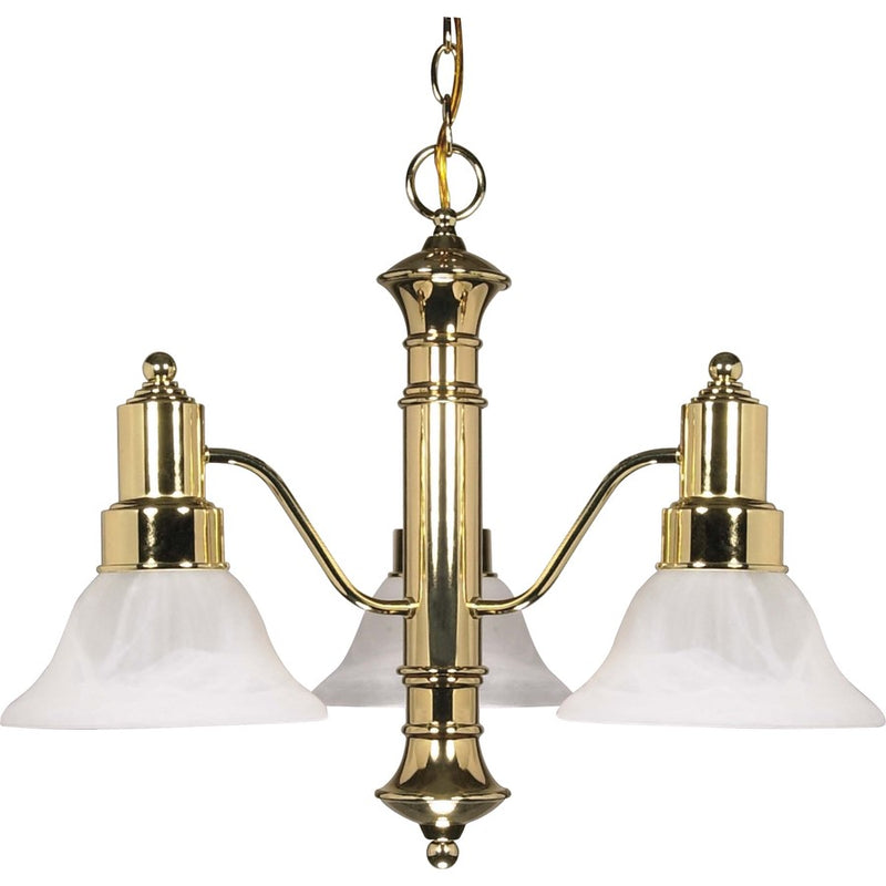 Nuvo Gotham 23in 3-Light Chandelier | Traditional Polished Brass and Alabaster Glass | Dining Room & Entryway | 22.5 x 22.5 x 17.5 in | Model 60-194