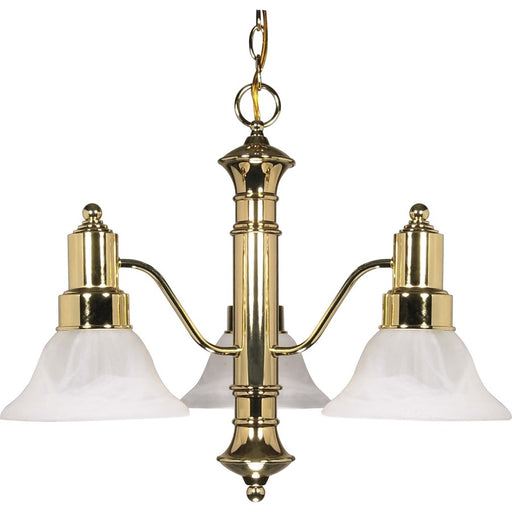 Nuvo Gotham 23in 3-Light Chandelier | Traditional Polished Brass and Alabaster Glass | Dining Room & Entryway | 22.5 x 22.5 x 17.5 in | Model 60-194