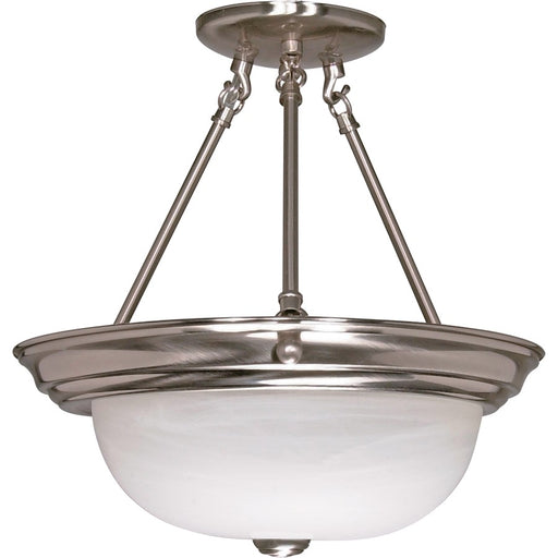 Nuvo Lighting 3-Light 15in Semi-Flush Mount | Transitional Brushed Nickel and Alabaster Glass | Hallway & Bedroom Ceiling Light | 15.25 x | Model 60-202