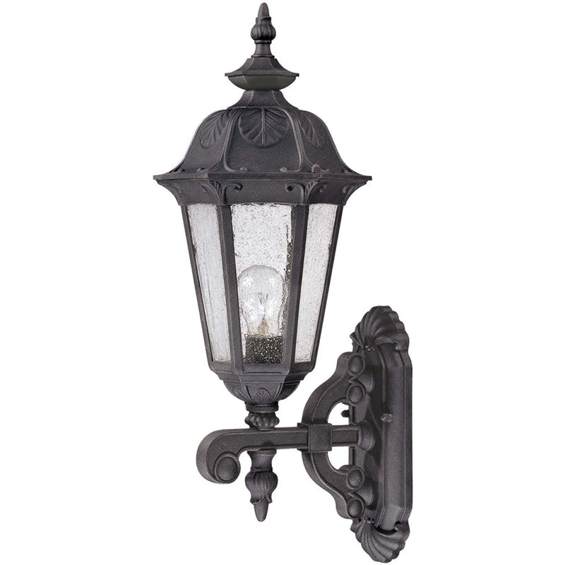 Nuvo Cortland 1-Light Outdoor Wall Lantern | Traditional Satin Iron Ore and Seeded Mist Glass | Covered Porch & Entryway | 8.875 x 17 x | Model 60-2033