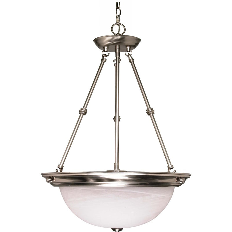 Nuvo Lighting 60-204 20in 3-Light Pendant | Brushed Nickel and Alabaster Glass | Kitchen Island & Dining Room | 20 x 20 x 27.75 in | Model 60-204