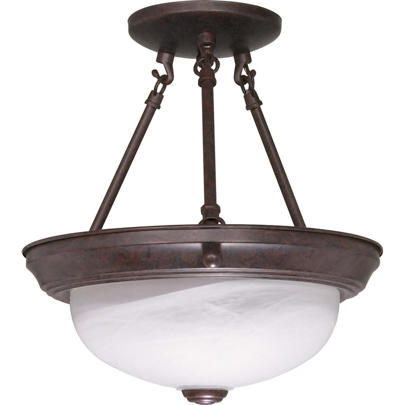 Nuvo Lighting 2-Light 11in Semi-Flush Mount | Traditional Old Bronze and Alabaster Glass | Hallway & Entryway Ceiling Light | 11.375 x | Model 60-208
