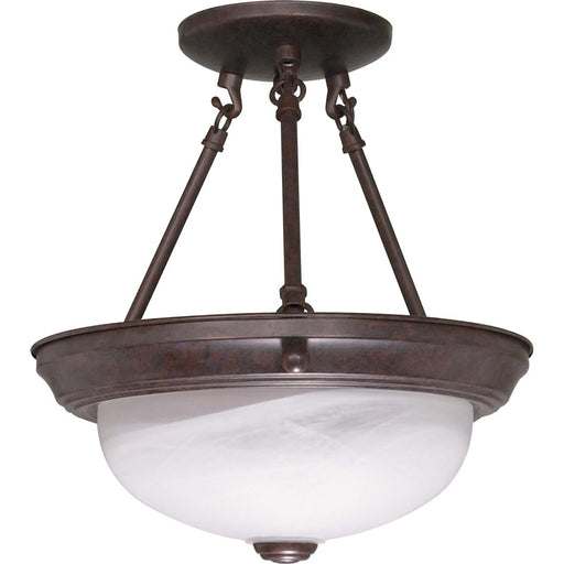 Nuvo Lighting 2-Light 11in Semi-Flush Mount | Traditional Old Bronze and Alabaster Glass | Hallway & Entryway Ceiling Light | 11.375 x | Model 60-208