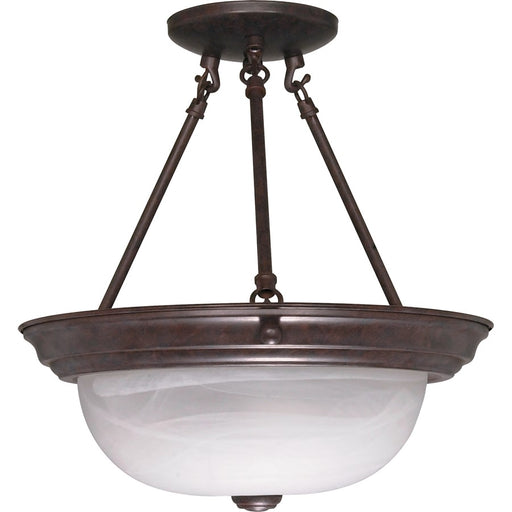 Nuvo Lighting 13in 2-Light Semi-Flush Mount | Traditional Old Bronze and Alabaster Glass | Hallway & Bedroom Ceiling Light | 13.25 x 13.25 | Model 60-209