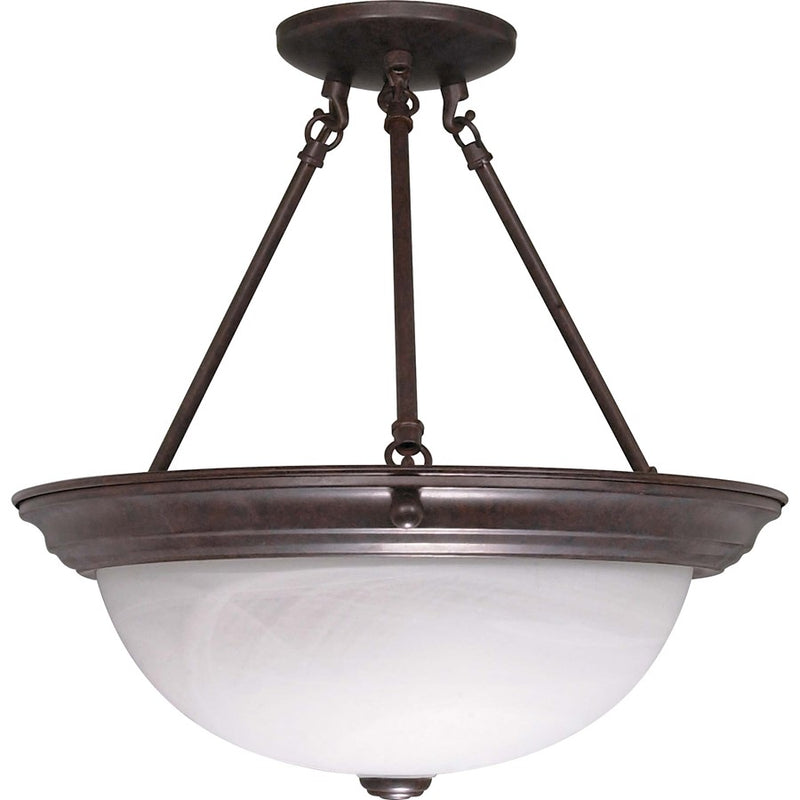 Nuvo Lighting 3-Light 15in Semi-Flush Mount | Traditional Old Bronze and Alabaster Glass | Entryway & Hallway Ceiling Light | 15.25 x 15.5 | Model 60-210