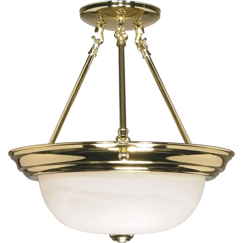 Nuvo Lighting 60-217 13in 2-Light Semi-Flush Mount | Traditional Polished Brass and Alabaster Glass | Hallway & Entryway Ceiling Light | Model 60-217