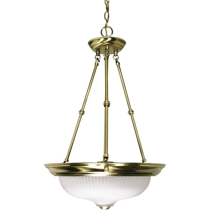 Nuvo Lighting 60-243 15in 3-Light Pendant | Antique Brass and Frosted Swirl Glass | Kitchen Island & Dining Room | 15 x 15 x 23 in | Model 60-243