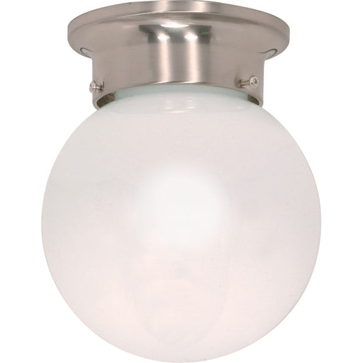 Nuvo Lighting 60-245 6in 1-Light Flush Mount | Utility Brushed Nickel and White Glass | Hallway & Bathroom | 6 x 6 x 7.25 in | Model 60-245