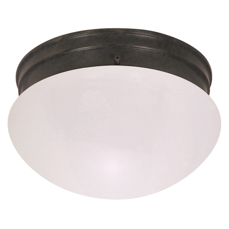 Nuvo Lighting 8in 2-Light Flush Mount | Utility Mahogany Bronze and Frosted Glass | Hallway & Bathroom | 8 x 8 x 7.5 in | Model 60-2643