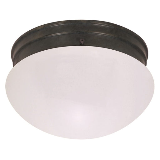 Nuvo Lighting 8in 2-Light Flush Mount | Utility Mahogany Bronze and Frosted Glass | Hallway & Bathroom | 8 x 8 x 7.5 in | Model 60-2643