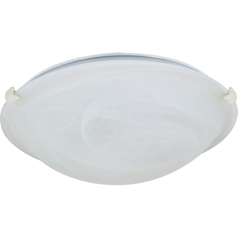 Nuvo 2-Light 16in Flush Mount | White Alabaster Glass | Bathroom & Hallway Ceiling Light | Damp Rated, 5in H | Model 60-277