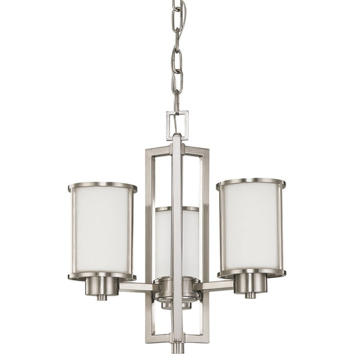 Nuvo Odeon 18in 3-Light Chandelier | Art Deco Brushed Nickel and Satin White Glass | Dining Room & Living Room | 18 x 16 x 20 in | Model 60-2851