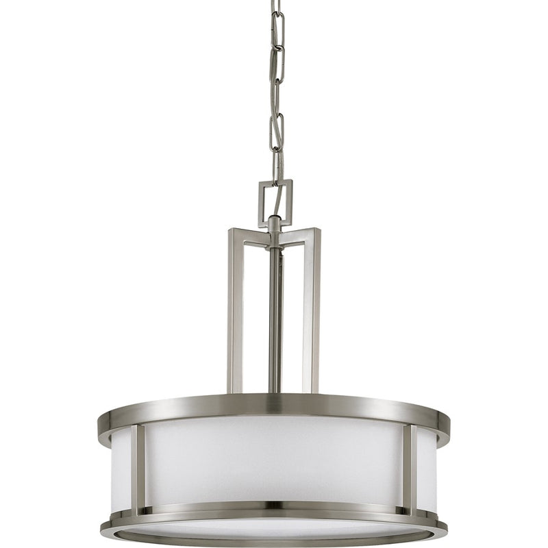 Nuvo Lighting Odeon 20in 4-Light Pendant | Art Deco Brushed Nickel and Satin White Glass | Kitchen Island & Dining Room | 20 x 20 x 17 in | Model 60-2857