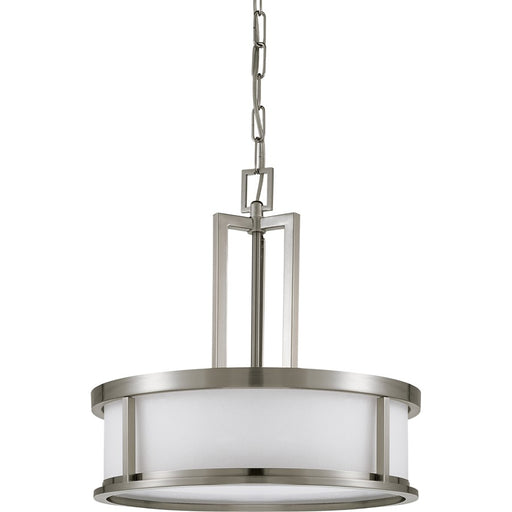Nuvo Lighting Odeon 20in 4-Light Pendant | Art Deco Brushed Nickel and Satin White Glass | Kitchen Island & Dining Room | 20 x 20 x 17 in | Model 60-2857