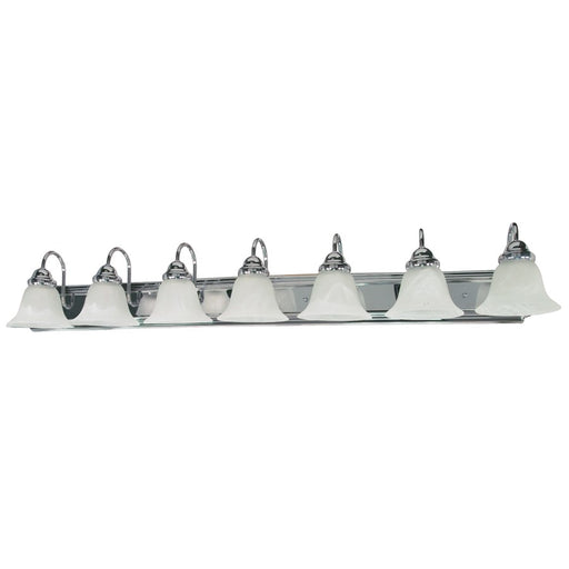 Nuvo Ballerina 48in 7-Light Vanity Light | Polished Chrome and Alabaster Glass | Bathroom Vanity | 8.5 x 48 x 7.625 in | Model 60-290
