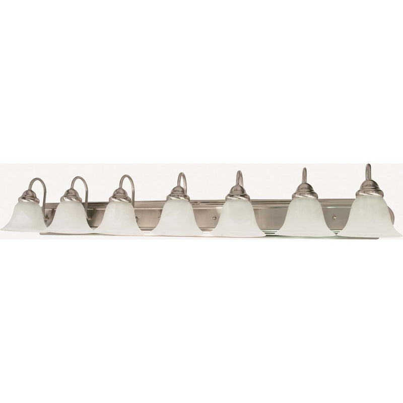 Nuvo Ballerina 48in 7-Light Vanity Light | Transitional Brushed Nickel and Alabaster Glass | Bathroom Vanity | 48 x 8.5 x 7.625 in | Model 60-291