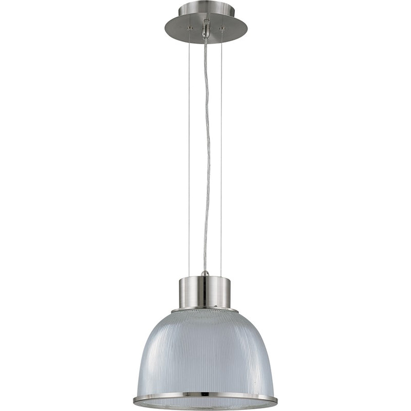 Nuvo Gear 12in 1-Light Pendant | Industrial Brushed Nickel and Clear Prismatic Glass | Kitchen Island & Dining Room | 12.375 x 12.375 x | Model 60-2923