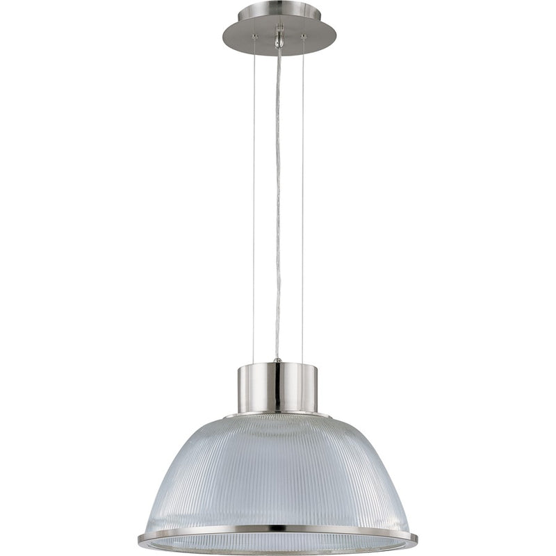 Nuvo Gear 20in 1-Light Pendant | Industrial Brushed Nickel and Clear Prismatic Glass | Kitchen Island & Dining Room | 23 x 23 x 15 in | Model 60-2925