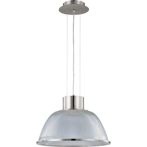 Nuvo Gear 20in 1-Light Pendant | Industrial Brushed Nickel and Clear Prismatic Glass | Kitchen Island & Dining Room | 23 x 23 x 15 in | Model 60-2925