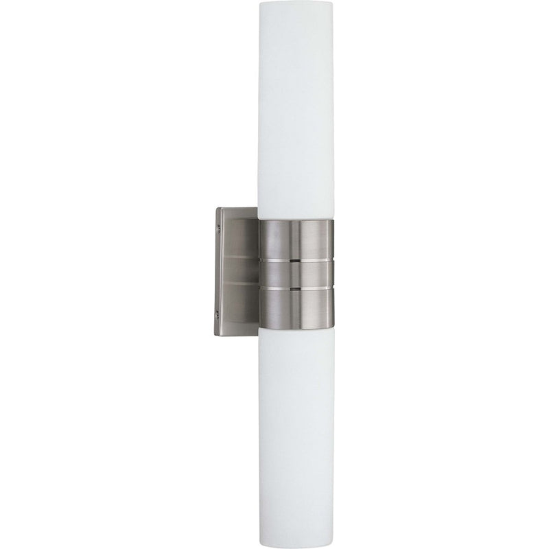 Nuvo Link 21in 2-Light Vertical Wall Sconce | Modern Brushed Nickel or Textured Black and White Glass | Bathroom Vanity & Hallway | 4.5 x | Model 60-2936