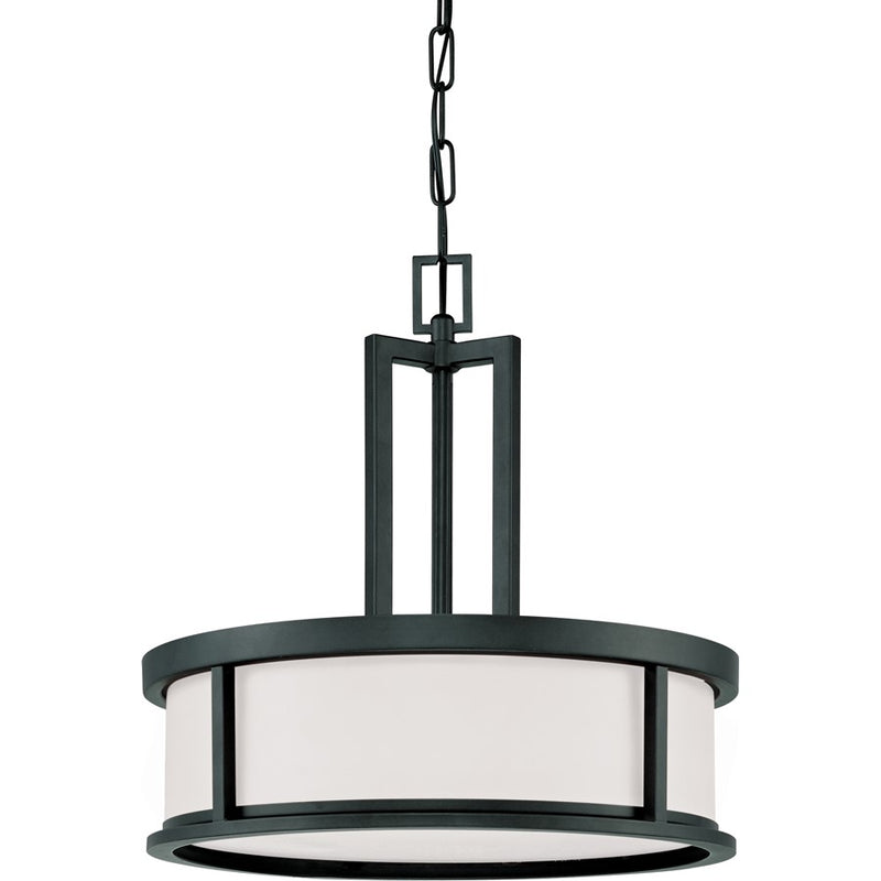Nuvo Lighting Odeon 17in 4-Light Pendant | Transitional Aged Bronze and Satin White Glass | Kitchen Island & Dining Room | 17 x 17 x 65 in | Model 60-2978