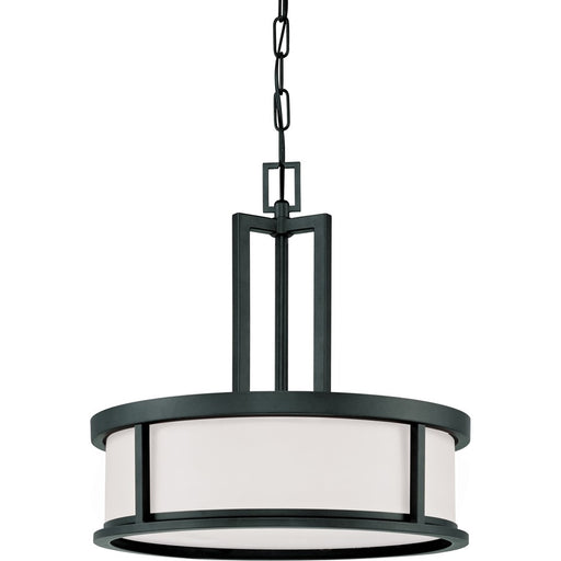 Nuvo Lighting Odeon 17in 4-Light Pendant | Transitional Aged Bronze and Satin White Glass | Kitchen Island & Dining Room | 17 x 17 x 65 in | Model 60-2978