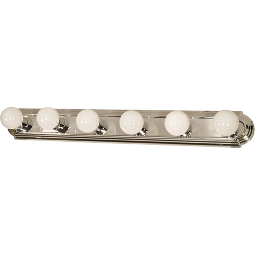 Nuvo Lighting 60-298 36in 6-Light Vanity Light | Racetrack Polished Chrome and Alabaster Glass | Bathroom Vanity | 36 x 4.75 x 2 in | Model 60-298