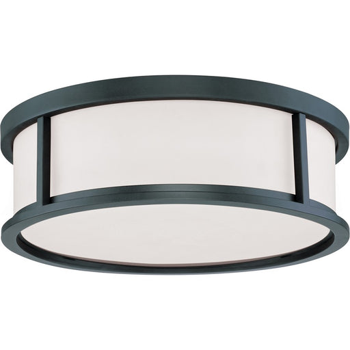 Nuvo Odeon 17in 3-Light Flush Mount | Transitional Aged Bronze and Satin White Glass | Bedroom & Hallway Damp-Rated | 17 x 5.6 in | Model 60-2983