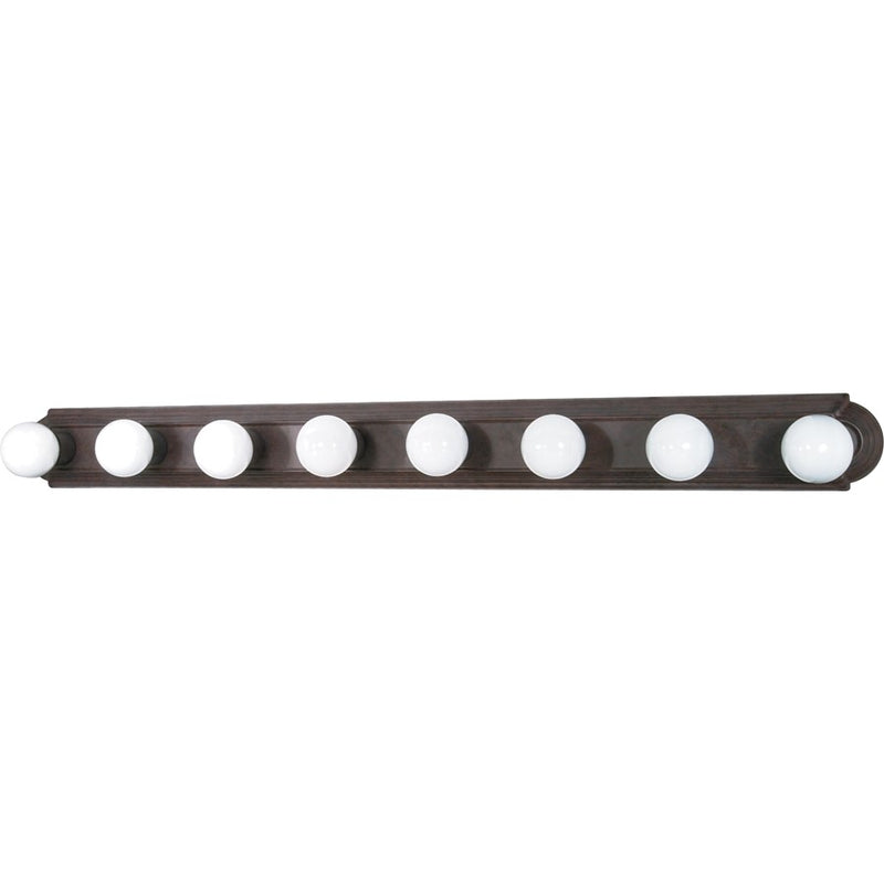 Nuvo Lighting 60-307 48in 8-Light Bathroom Vanity Light | Traditional Old Bronze and Alabaster Glass | Bathroom Vanity | 48 x 4.75 x 2 in | Model 60-307