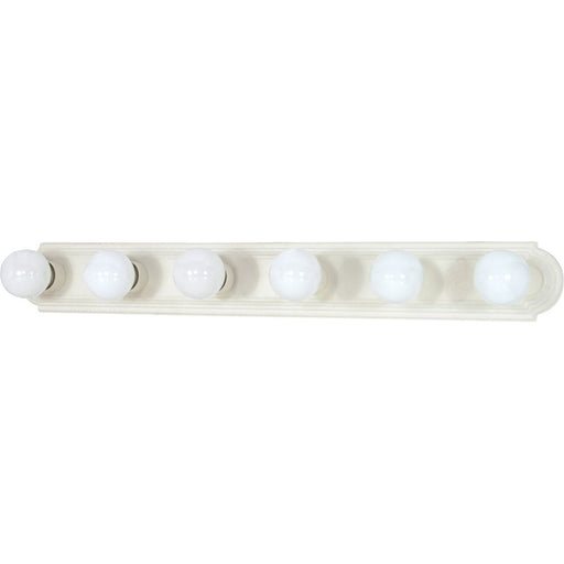 Nuvo Lighting 60-314 36in 6-Light Vanity Light | Traditional Textured White and Alabaster Glass | Bathroom Vanity & Powder Room | 36 x 4.75 | Model 60-314