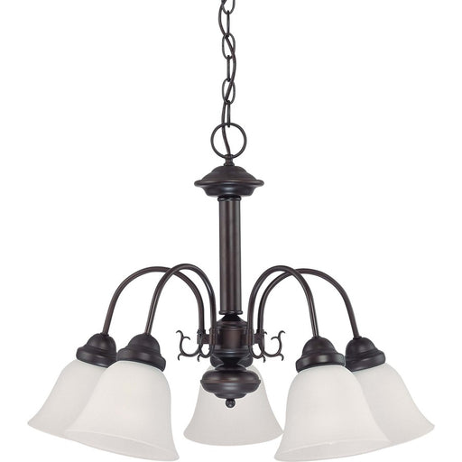 Nuvo Ballerina 24in 5-Light Chandelier | Traditional Mahogany Bronze and Frosted White Glass | Dining Room & Living Room | 20 x 8 x 20 in | Model 60-3141