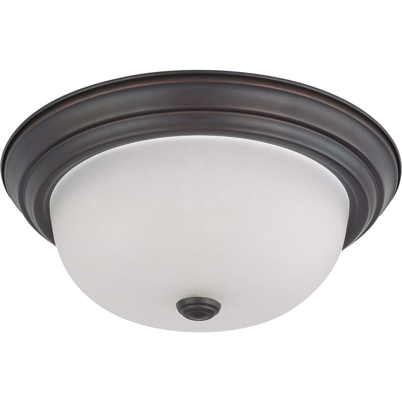 Nuvo Lighting 2-Light 13in Flush Mount | Mahogany Bronze and Frosted White Glass | Hallway & Bathroom Ceiling Light | 13 x 13 x 5 in, Damp | Model 60-3146