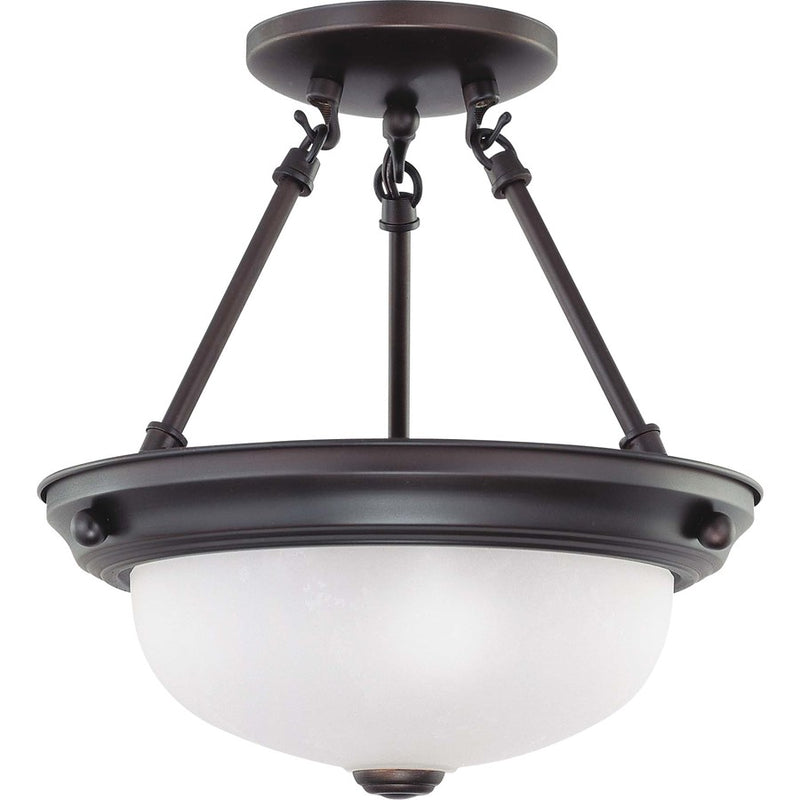 Nuvo Lighting 2-Light 11in Semi-Flush Mount | Traditional Mahogany Bronze and Frosted White Glass | Hallway & Bedroom Entryway | 11 x 11 x | Model 60-3148