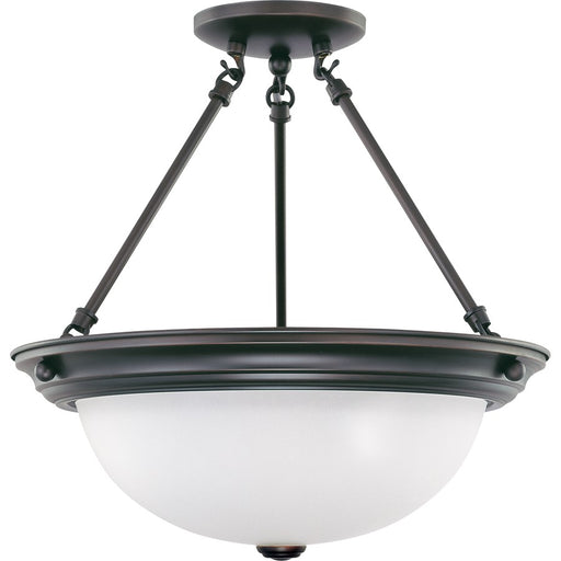 Nuvo Lighting 3-Light 15in Semi-Flush Mount | Traditional Mahogany Bronze and Frosted White Glass | Living Room & Bedroom Ceiling Light | Model 60-3151