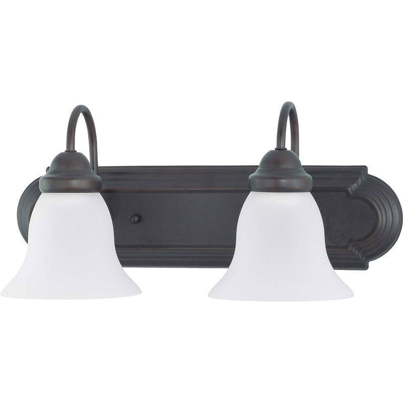 Nuvo Ballerina 18in 2-Light Vanity Light | Transitional Mahogany Bronze and Frosted White Glass | Bathroom Vanity | 18 x 8.5 x 7.625 in | Model 60-3161