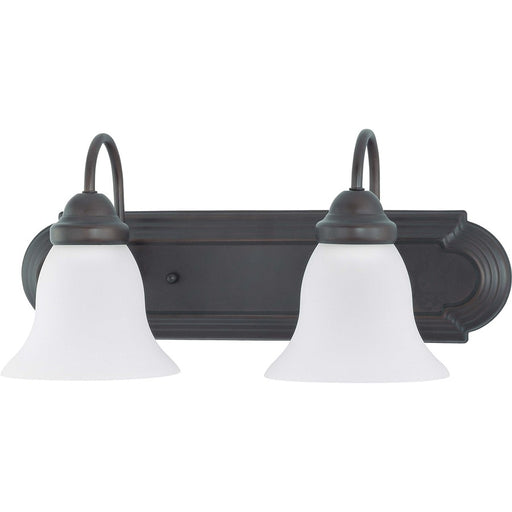 Nuvo Ballerina 18in 2-Light Vanity Light | Transitional Mahogany Bronze and Frosted White Glass | Bathroom Vanity | 18 x 8.5 x 7.625 in | Model 60-3161