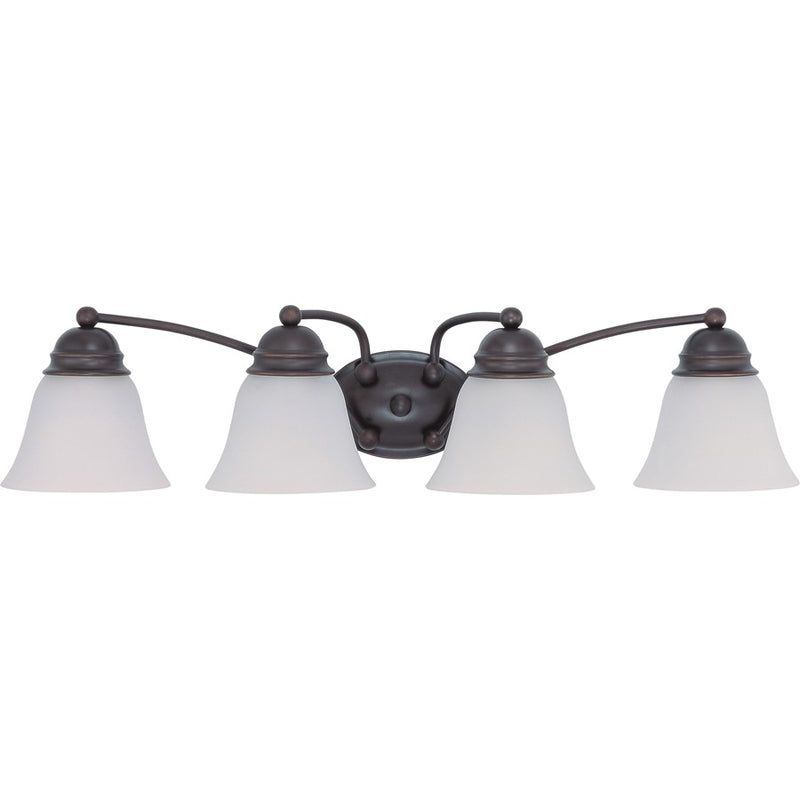 Nuvo Lighting Empire 29in 4-Light Vanity Light | Traditional Mahogany Bronze and Frosted White Glass | Bathroom Vanity & Powder Room | Model 60-3168