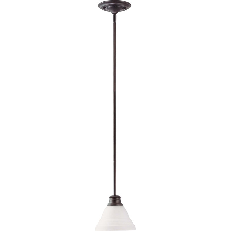 Nuvo Empire 7in 1-Light Mini Pendant | Mahogany Bronze and Frosted White Glass | Kitchen Island & Dining Room | 7 x 7 x 51 in Adjustable | Model 60-3172