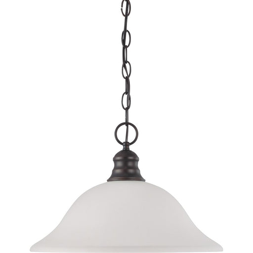 Nuvo Lighting 16in 1-Light Pendant | Mahogany Bronze and Frosted White Glass | Kitchen Island & Dining Room | 16 x 16 x 11.5 in | Model 60-3173