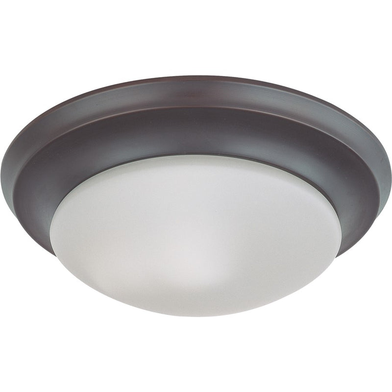 Nuvo 60-3175 12in 1-Light Flush Mount | Mahogany Bronze and Frosted White Glass | Damp-Rated Hallway & Bathroom Ceiling Light | 11.5 x | Model 60-3175