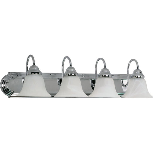 Nuvo Ballerina 30in 4-Light Vanity Light | Polished Chrome and Alabaster Glass | Bathroom Vanity | 30 x 8.5 x 7.625 in | Model 60-318