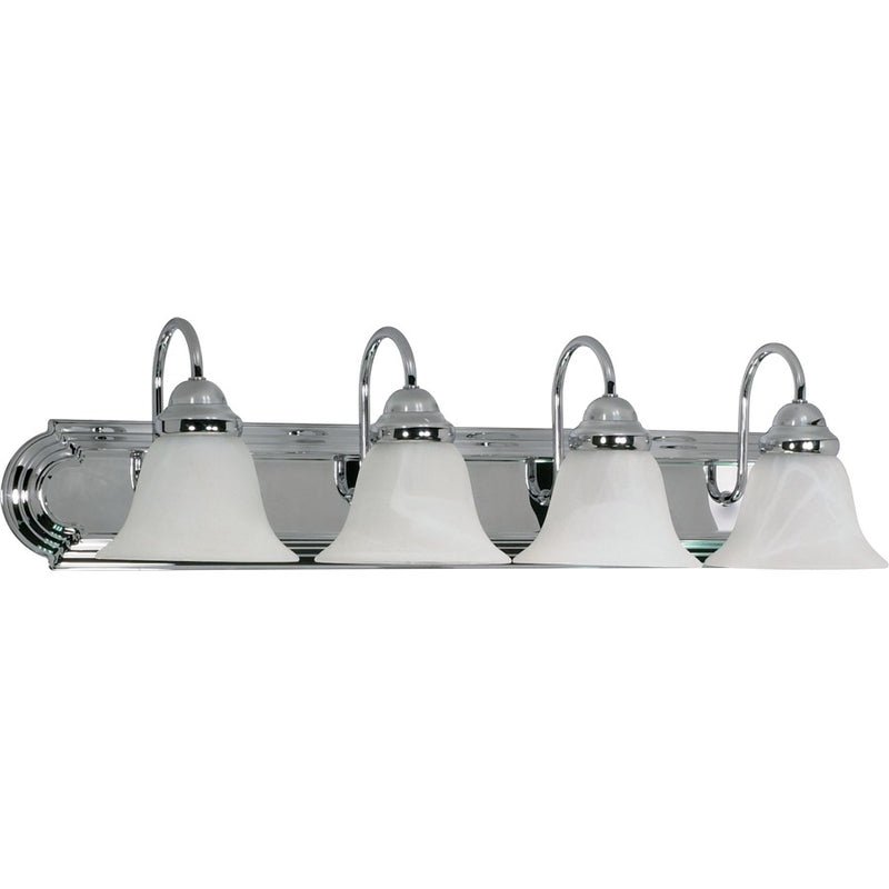 Nuvo Ballerina 30in 4-Light Vanity Light | Polished Chrome and Alabaster Glass | Bathroom Vanity | 30 x 8.5 x 7.625 in | Model 60-318