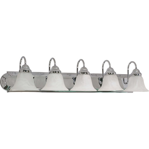 Nuvo Ballerina 36in 5-Light Vanity Light | Polished Chrome and Alabaster Glass | Bathroom Vanity | 36 x 8.5 x 7.625 in | Model 60-319