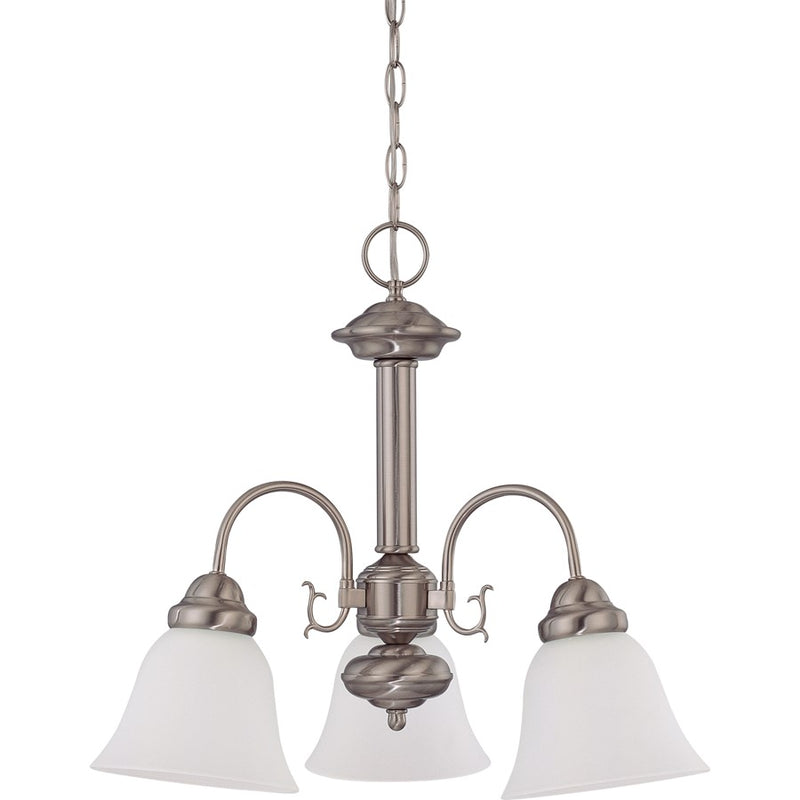 Nuvo Ballerina 20in 3-Light Chandelier | Brushed Nickel and Frosted White Glass | Dining Room & Living Room | 16 x 8 x 17 in | Model 60-3241