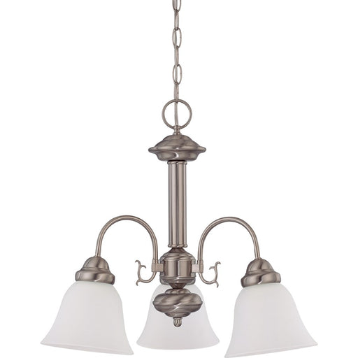 Nuvo Ballerina 20in 3-Light Chandelier | Brushed Nickel and Frosted White Glass | Dining Room & Living Room | 16 x 8 x 17 in | Model 60-3241